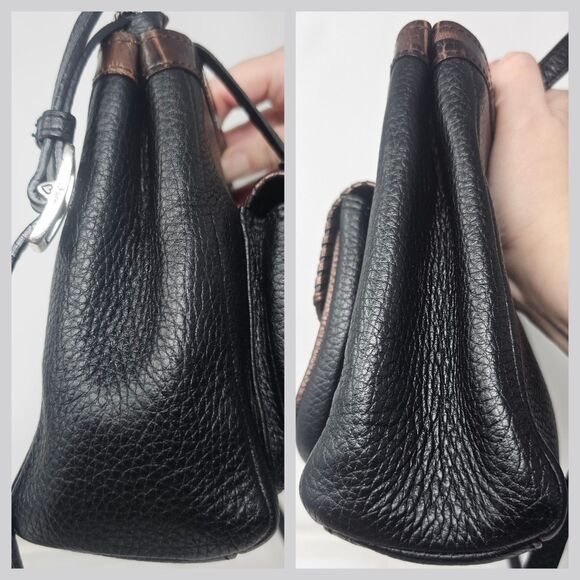 Brighton Womens Leather Crossbody Bag Wallet Organizer Purse Black Brown Charm - Picture 7 of 13